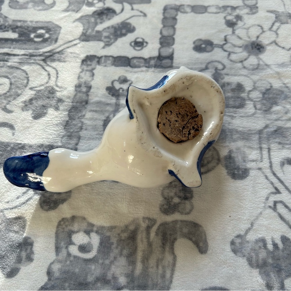Vintage Hand-Painted Ceramic Duck Figurine – 8" Long with Blue Polka Dot Accents - Picture 4 of 5